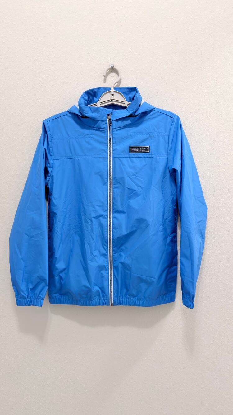 Vineyard Vines Storm Shep Packable Jacket Youth Large Blue Full Zip Hooded NWT